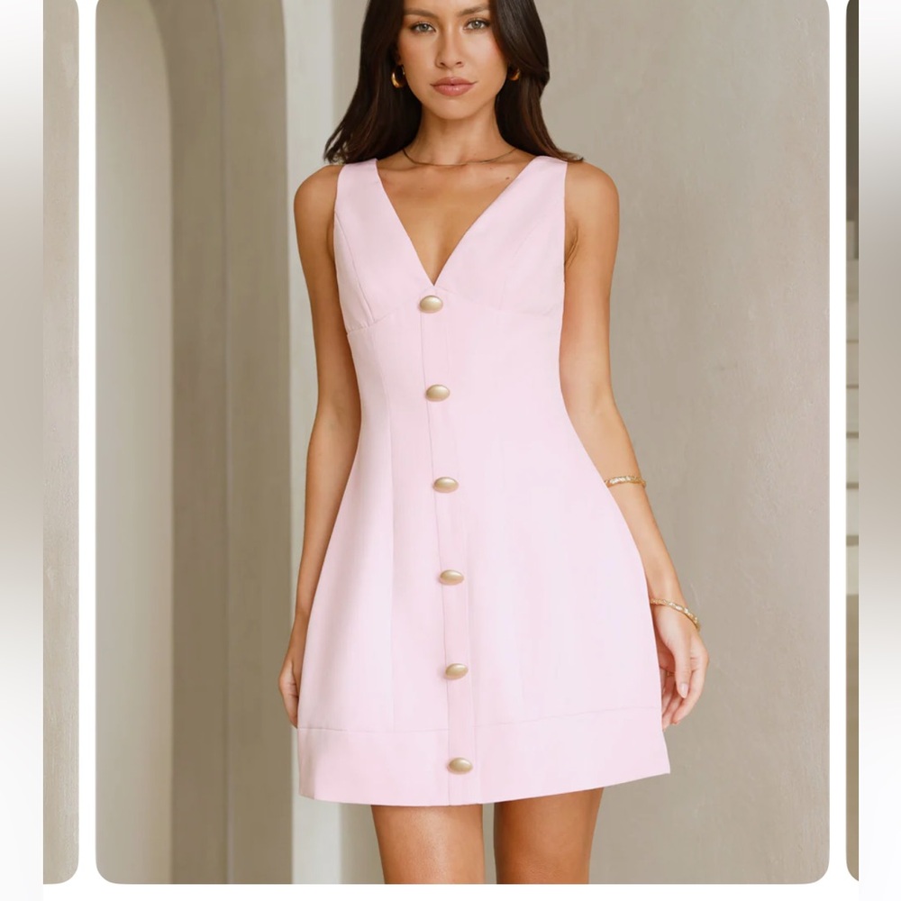 Hello Molly Blush Pink Button-Front Mini Dress